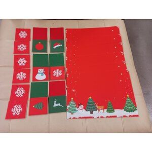 Christmas Place Mats & Silverware Holder With Coaster Set of 6 Heavy Felt NEW